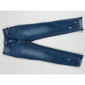 Risen Women's Skinny Jeans with Frayed Waist and Hem